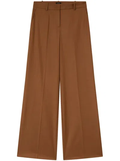 Pinko Benedetti Flannel Trousers In Walnut Brown