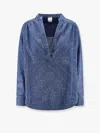 Pinko Blue Bandana-print Denim Blouse