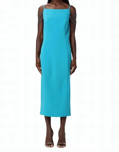 Pinko Bergamotto Jewel Detail Midi Dress In Blue