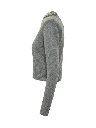 Pinko Berlien Linen Blend Knit Pullover In Gray