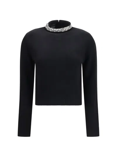 Pinko Berlino Crystal-embellished Sweater In Black