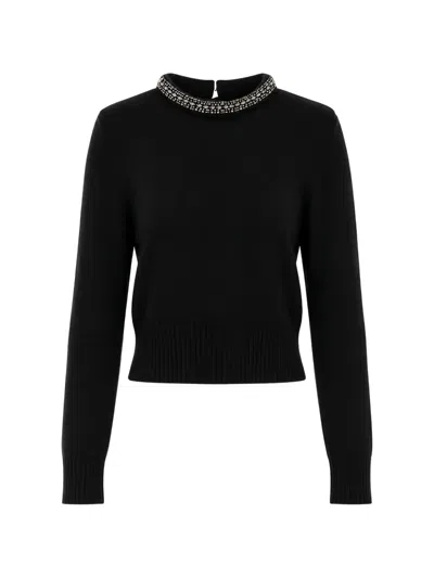 Pinko Berlino Crystal-embellished Sweater In Black