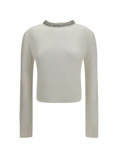 Pinko Berlino Crystal-embellished Sweater In Neutral