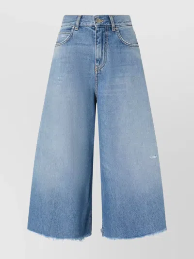 Pinko Bermuda Burkina Fringed High-waisted Shorts In Blue