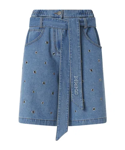 Pinko Bermuda Denim Shorts In Blue