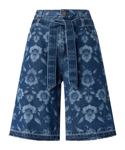 Pinko Bermuda Denim Shorts In Blue