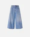 Pinko Bermuda Ample En Denim Doux In Blue