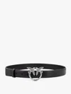 Pinko Love Birds Buckle Leather Belt In Black