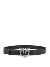 Pinko Love Birds Buckle Leather Belt In Black