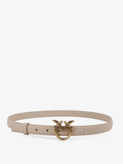 Pinko Love Birds Leather Belt In Pink