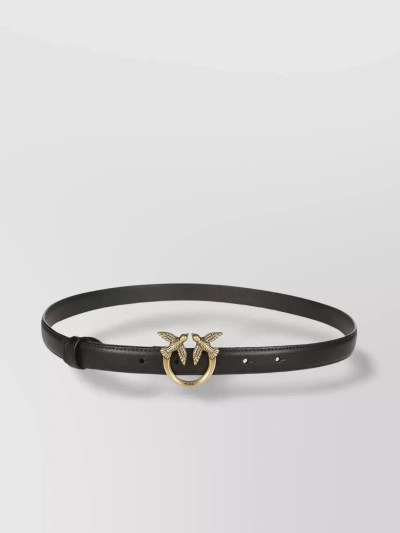 Pinko Love Bird Leather Belt In Black