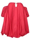 Pinko ‘bert' Red Dress With Exposed Shoulder Design And Removable Sleeves With Button
