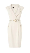 Pinko Amadine Dress Belted Waist Sleeveless V Neckline In Multi