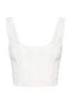 Pinko Exposed-seam Cropped Top In Bianco Seta