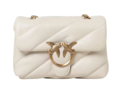 Pinko Bianco Seta Leather Shoulder Bag In White