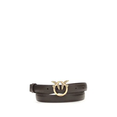 Pinko Bicolor Calf Leather Bos Taurus Regular Belt In Brown