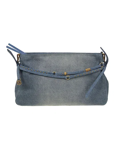 Pinko Big Belt Denim Cotton Belt Bag In Grey