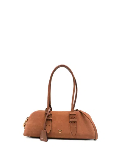 Pinko Big Bowling Bag Horizontal In Brown
