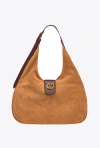 PINKO BIG HOBO BAG IN SUEDE AND LEATHER