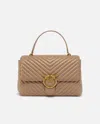 Pinko Big Lady Love Bag Puff Chevron In Gold