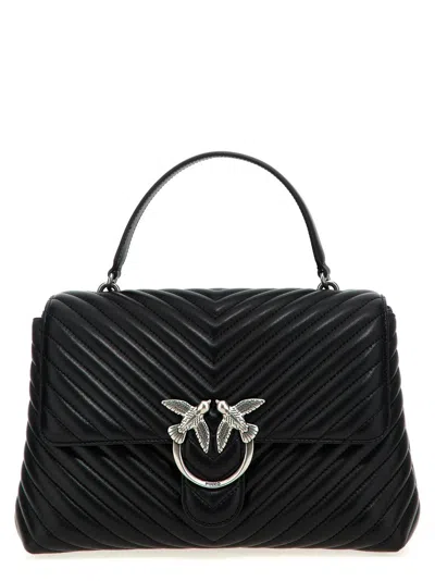 Pinko 'big Lady Love Bag Puff Chevron' Handbag In Black