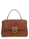 Pinko Big Lady Love Bag Puff Chevron Handbag In Brown