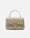 Pinko Big Lady Love Bag Puff Chevron In Walnut-antique Gold