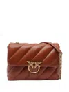 Pinko Quilted Chain Strap Satchel Bird Embellishment In Brown