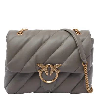 Pinko Big Love One Classic Puffer Crossbody Bag In Gray