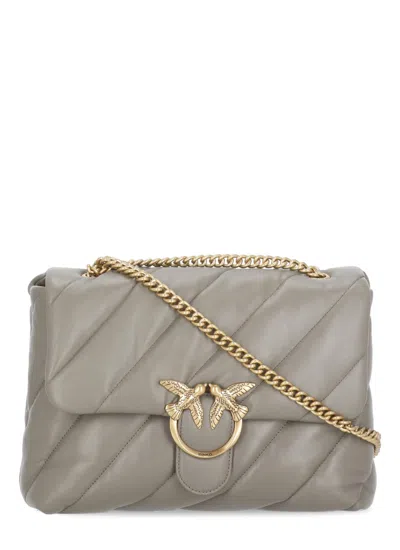 Pinko Big Love One Classic Puffer Crossbody Bag In Gray