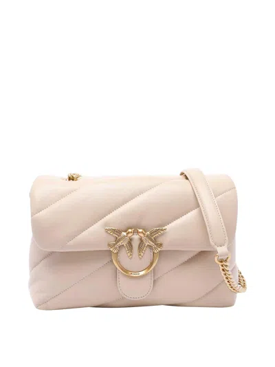 Pinko Big Love Puffer Crossbody Bag In Beige