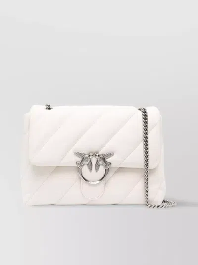 Pinko Big Puff Leather Shoulder Bag With Bird Embellishment