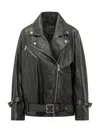 Pinko Biker Jacket With Belt In Black