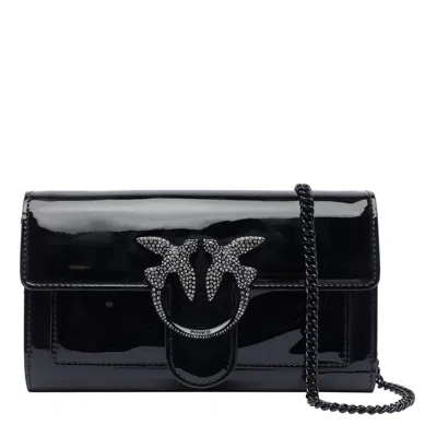 Pinko Bird Buckle Chain Wallet In Black