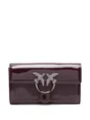 Pinko Bird-buckle Patent Wallet In Brown