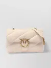 Pinko Bird Chain Gold-tone Love Quilted Shoulder In Nude