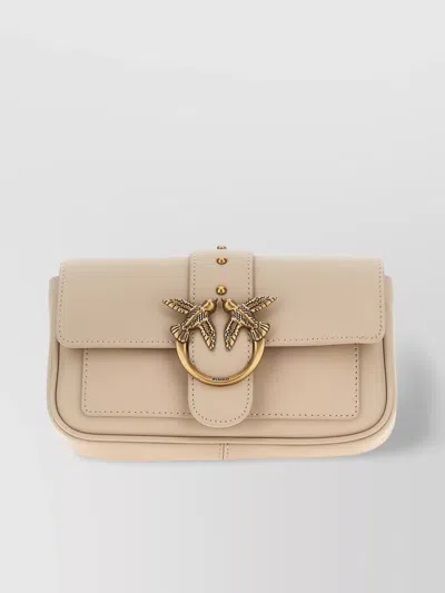 Pinko Bird Detail Chain Strap Leather Satchel In Animal Print
