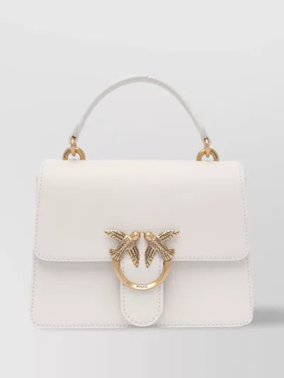 Pinko Bird Embellished Tote Bag With Golden Hardware In White