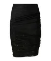 Pinko Sequin-embellished Lace Fitted Skirt In Black