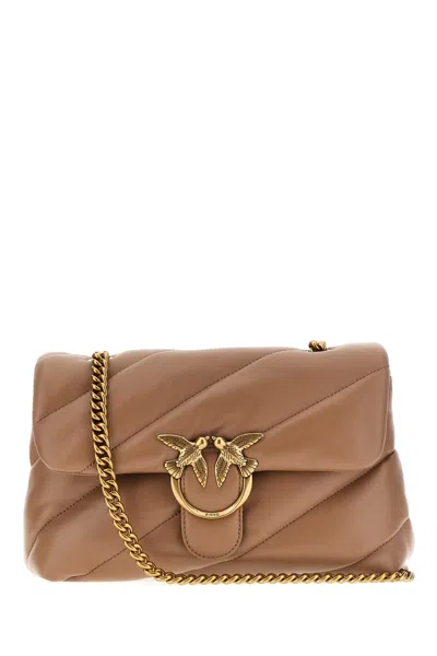 Pinko Biscuit Nappa Leather Love Puff Shoulder Bag In Brown