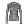 Pinko Monogram Transparent Lace Long Sleeve Sweater In Black