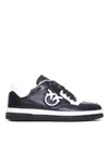 Pinko Low Top Leather Sneakers With Contrast Panels In Black