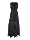 Pinko Robe Longue En Coton Avec Gilet Sans Manches Utilitaire