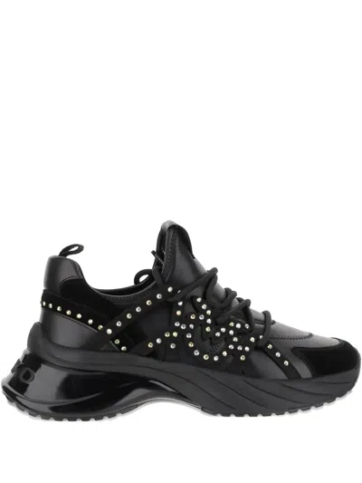 Pinko Black Ariel 28 Sculpted Metallic Accents Trainers