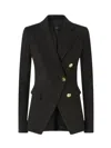 Pinko Asymmetric Tailored Blazer With Gold Buttons And Structured Shoulders In Black