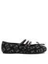 Pinko Ballerines Monogram Avec Strass Et Naud Sur La Pointe In Black