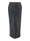 Pinko Black Belt Loops Long Skirt In Ecoleather Woman In Black