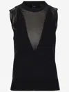 Pinko Mock-neck Sleeveless Sheer Top In Black