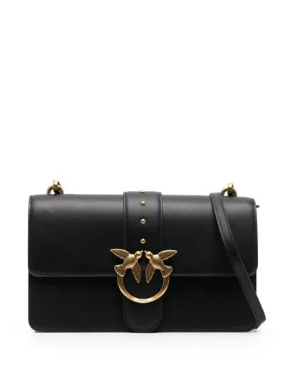 Pinko Jet Black Calf Leather Bag