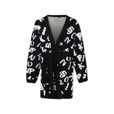 Pinko Kids' Black Cardigan For Girl With Logo